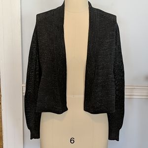 Eileen Fisher Merino Wool cardigan gray metallic